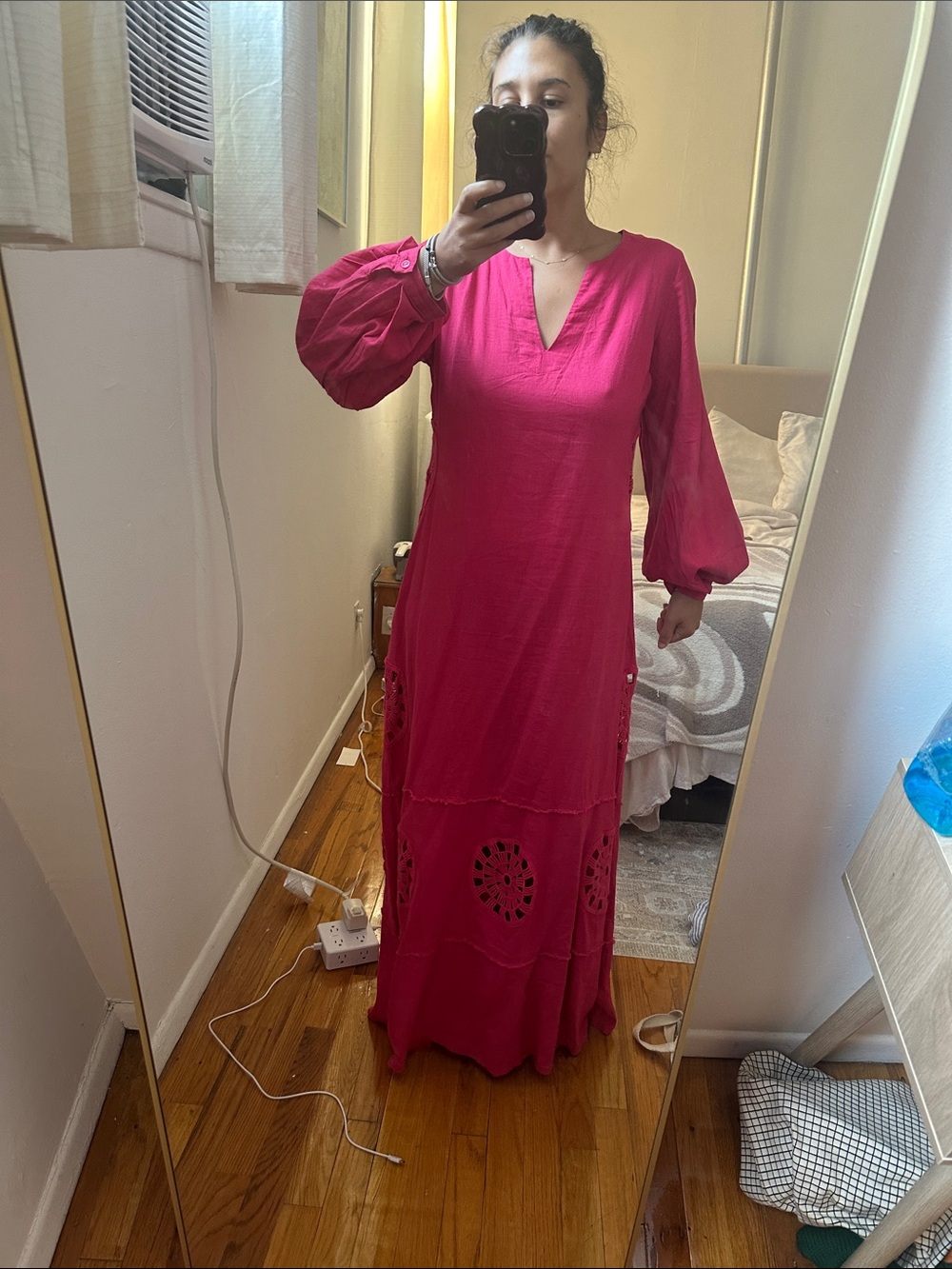 Women’s Pink Long Sleeve Maxi Dress